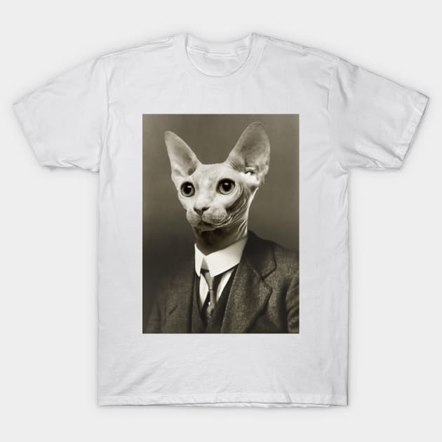 Gentleman Sphynx Cat - Pet Gift T-Shirt by luigitarini